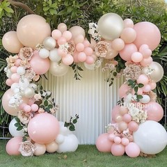 Pink White Balloon Garland Double Stuffed Peach Balloons Cream Beige Pastel P…