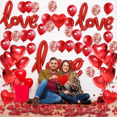 Valentines Day Decorations – 50+ Pcs Luxury Romantic Set with 3 Script LOVE B…