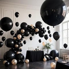 Black Balloons 9pcs 36 Inch Extra Large Big Jumbo Giant Matte Black Latex Hel…