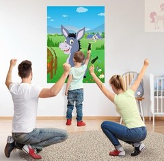 Pin The Tail On The Donkey Party Game 40 Tails Kids Birthday Poster W/ Blindfold