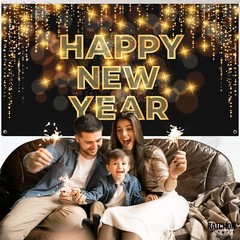 Extra Large ‘Happy New Year’ Banner 72×44 Inch for NYE 2025 Decorations