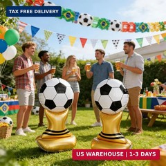 2PCS Giant Soccer Trophy Balloons, Self Standing Foil Balloons for Soccer Birthd