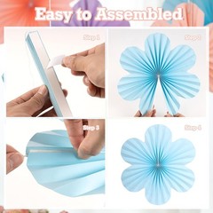 Pastel Paper Flowers Wall Decor Hanging Fans Floral Backdrop Party Wedding Art