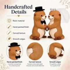 Funny Wedding Cake Toppers, Otter Bride and Groom Couple Cake Topper for Wedd…
