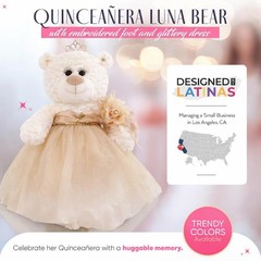 Classic Size Quinceañera Bear Elegant Dress Gift Keepsake 15 Años B14631-34G
