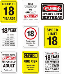 18Th Birthday Party Decorations – 9PCS Wall Signs Funny Tags for Teenagers 18 Ye