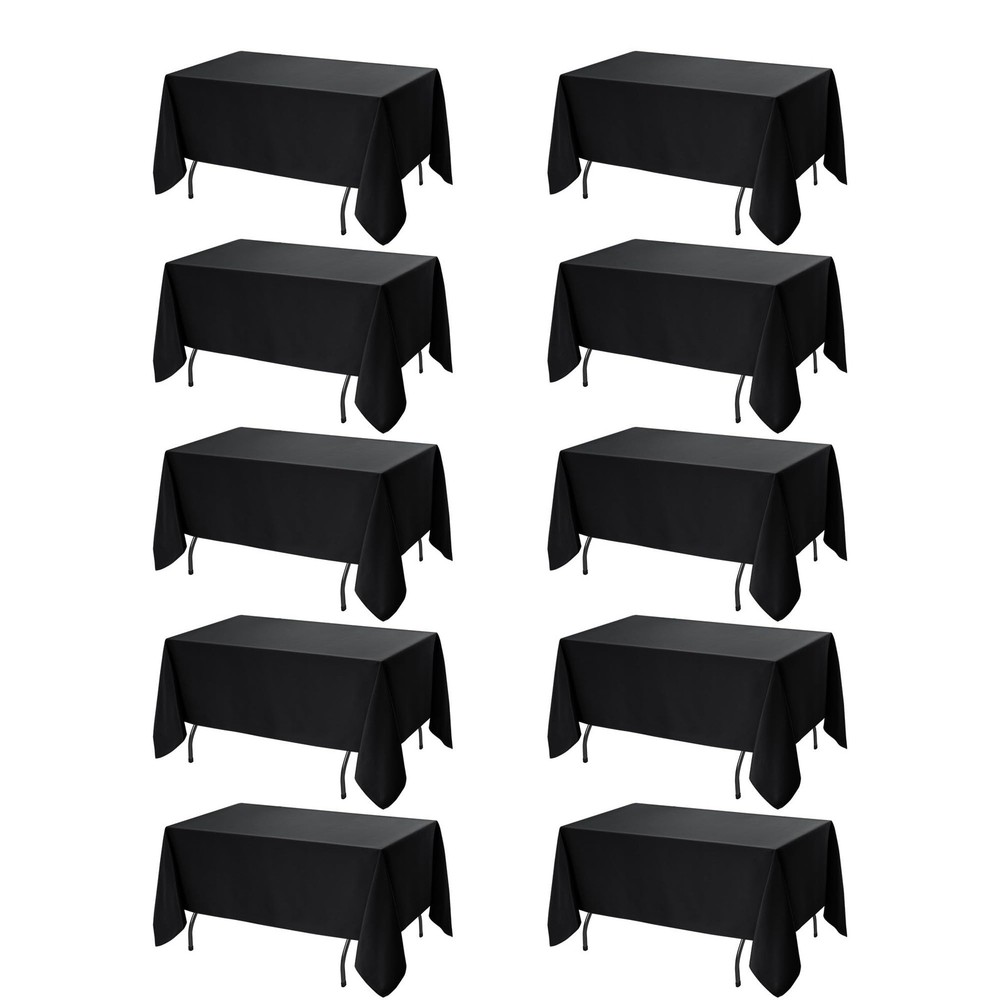 10-Pack Black Tablecloths for Rectangle Tables, 60 x 120 Inches, Stain-Resist…