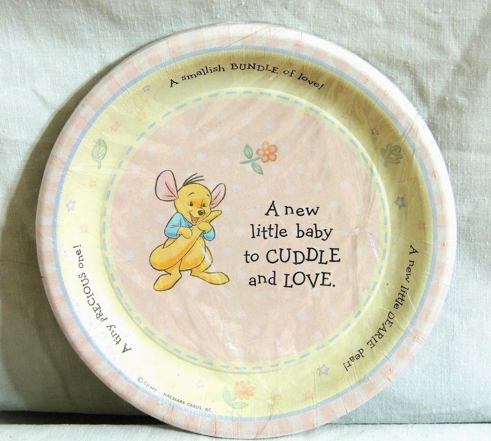 ~WINNIE THE POOH~ BABY ROO 8-SMALL PINK PAPER PLATES 6-3/4″ PARTY SUPPLIES