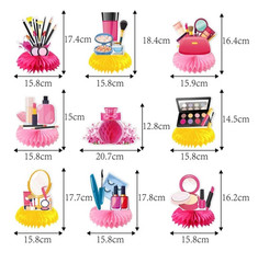Makeup Party Table Decoration Pink Yellow Multicolor Paper Kids Decor Set