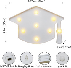 Illuminated Graduation Cap Letters for Doctorate and Master Ceremonies, White