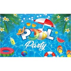 Funnytree Pool Party Themed Vinyl Backdrop Vibrant Colorful Banner 70.8″ x 43.3″