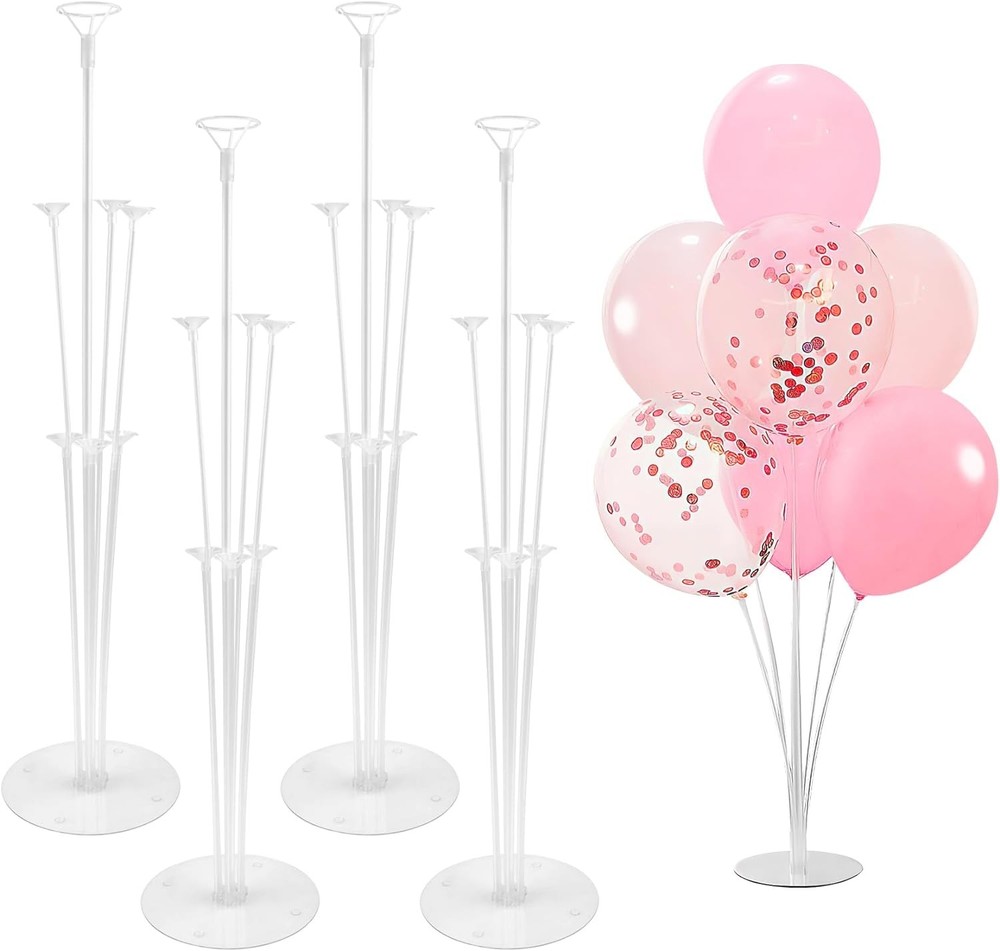4Pc Balloon Stand Kit with Sticks & Bases Table & Floor Party Decorations