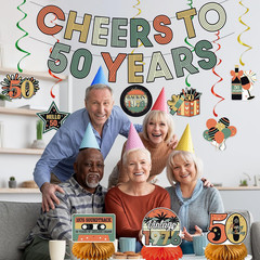 50Th Birthday Decorations Women Men, Cheers to 50 Years Banner Centerpieces Hang