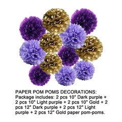Black Paper Pom Poms Party Ceiling Wall Hanging Tissue Flowers 10/12″ 12 PCS