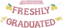 2026 Graduation Banner Rose Gold Glitter Garland Lemon Theme Party Decor