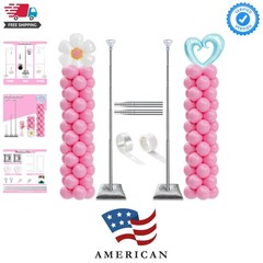 Balloon Column Stand Set of 2, Adjustable 7 Feet Ballon Arch Stands with Base…