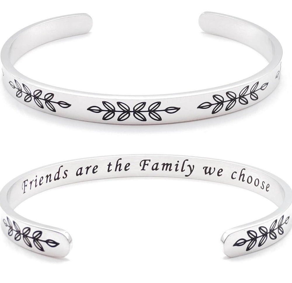 NEW! Engraved Cuff Bracelets Stainless Steel FRIENDS ARE THE FAMILY WE CHOOSE