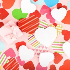 100PCS Heart Paper Cutouts 2.5 Inch Heart Shaped Tags with 100PCS Ribbon, Red
