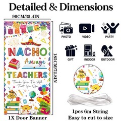 Teacher Appreciation Decorations Door Cover – White 72.8 x 35.4 inches, white