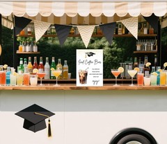 1 PCS Graduation Iced Coffee Bar Table Sign with Stand, 8 x 11 Inch, Graduati…