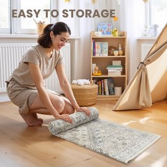 zesthome Washable Runner Rug 2.5×8 – Stain 2’6″ x 8′ (Runner), Beige/Grey