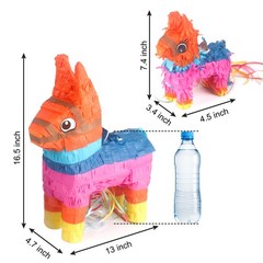 2Pack Donkey Pinata with Hanging Loop Cinco de Mayo Birthday Mexican Party Decor