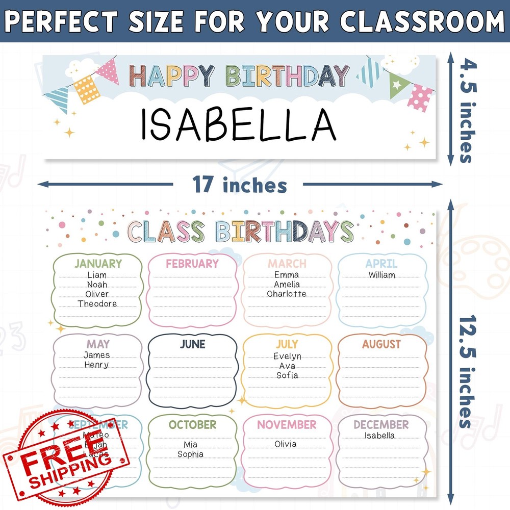 BEAWART Boho Birthday Poster Decor Classroom 2 Pack