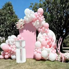 Light Pink Balloon Arch Kit, 134Pcs Pink and White Balloons