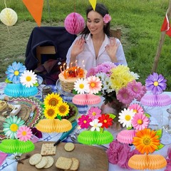 9 PCS Colorful Daisy Flower Honeycomb Centerpieces Floral Table Topper Party