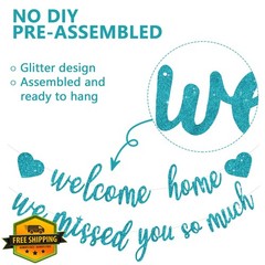 RICHHHA Glitter Welcome Home Banner Glitter Lake Blue No-DIY