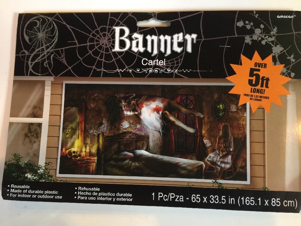 Haunted Mansion Halloween Banner Scene Setter Wall Poster 5 Ft Horizontal Decor