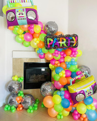 90S 80S Disco Theme Party Decorations, 151Pcs Balloon Arch Kit with Disco Ball,