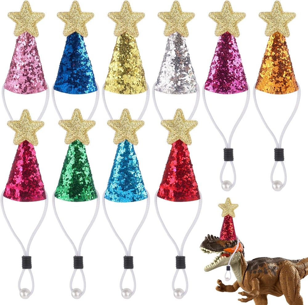10pcs Mini Party Hats for Stuffed Animals Dog Cat Birthday Party Hat Rabbit Dino