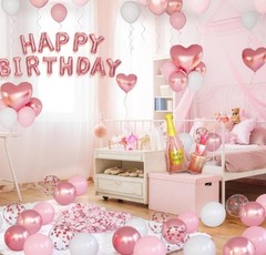 Rose Gold Happy Birthday Decorations for Women Pink Rose Gold Balloons Birthday