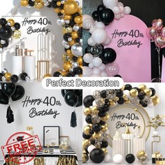TONIFUL 40th Glitter Black Felt Happy Birthday Sign