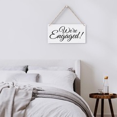 White Rustic We’re Engaged Wedding Sign Photo Props 12×6 Inch Party Decor