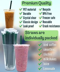 [100 SETS] 32 oz Clear Plastic Cups with Lids and STRAWS, Disposable Drinking…