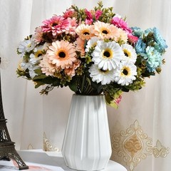 7 Stem Artificial Silk Daisy Flowers Marigold Bouquet for Home Office Decor
