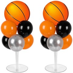 2 Sets Basketball Party Balloons Stand Kit with Orange And Black Balloon Spor…
