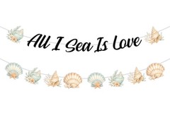 Boho Shell Bachelorette Party Banner Garland All I Sea is Love Coastal Bridal…