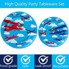 158 Pcs Airplane Birthday Party Supplies Airplane Aircraft Tableware Includes…