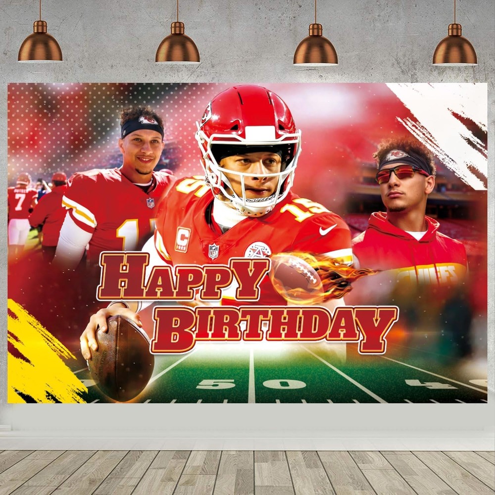 Patrick Mahomes Happy Birthday Party Banner Backdrop 5×3 Ft Kansas City Chiefs