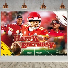 Patrick Mahomes Happy Birthday Party Banner Backdrop 5×3 Ft Kansas City Chiefs