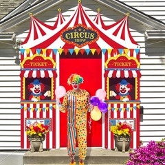 3Pcs Carnival Circus Tent Porch Banner Decorations Circus Party Awning Hangin…
