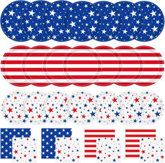 4th of July Disposable Tableware Set Serve 50 Red White Blue Plates Napkins Part