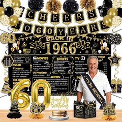 Stylish 60th Birthday Party Decorations with Paper Poms and Table Top Decor