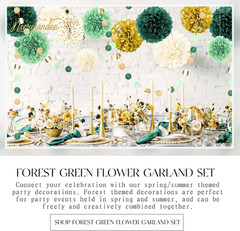 15 PCS Green Tissue Pom Poms & Dots Garland for Parties & Weddings
