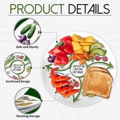 VIYNRAN Portion Control Plate – 10 Inch Melamine Bariatric 10-inch, 1 (Pack)