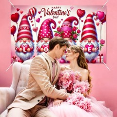 BlissYard Valentine’s Day Gnome Banner LOVE Heart 71*43 Inch, Romantic Hearts