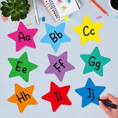 45 PCS Star Cutouts Assorted Color Paper Bulletin Board Classroom Craft Decor